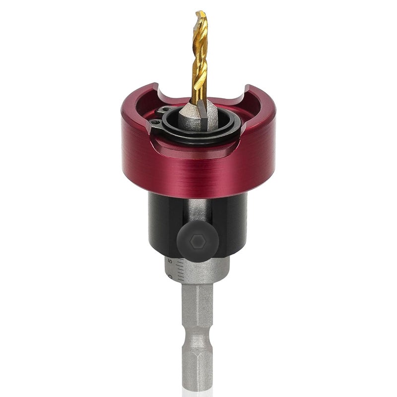 KEENTECH Carbide Tipped 82° Countersink Drill Bit with Depth Stop, 3/8" Dia x 1/8" Drill Diameter x 1/4" Shank, Adjustable Depth Stop with Ball Bearing for High Fine Finish on Softwood and Hardwood - Image 1